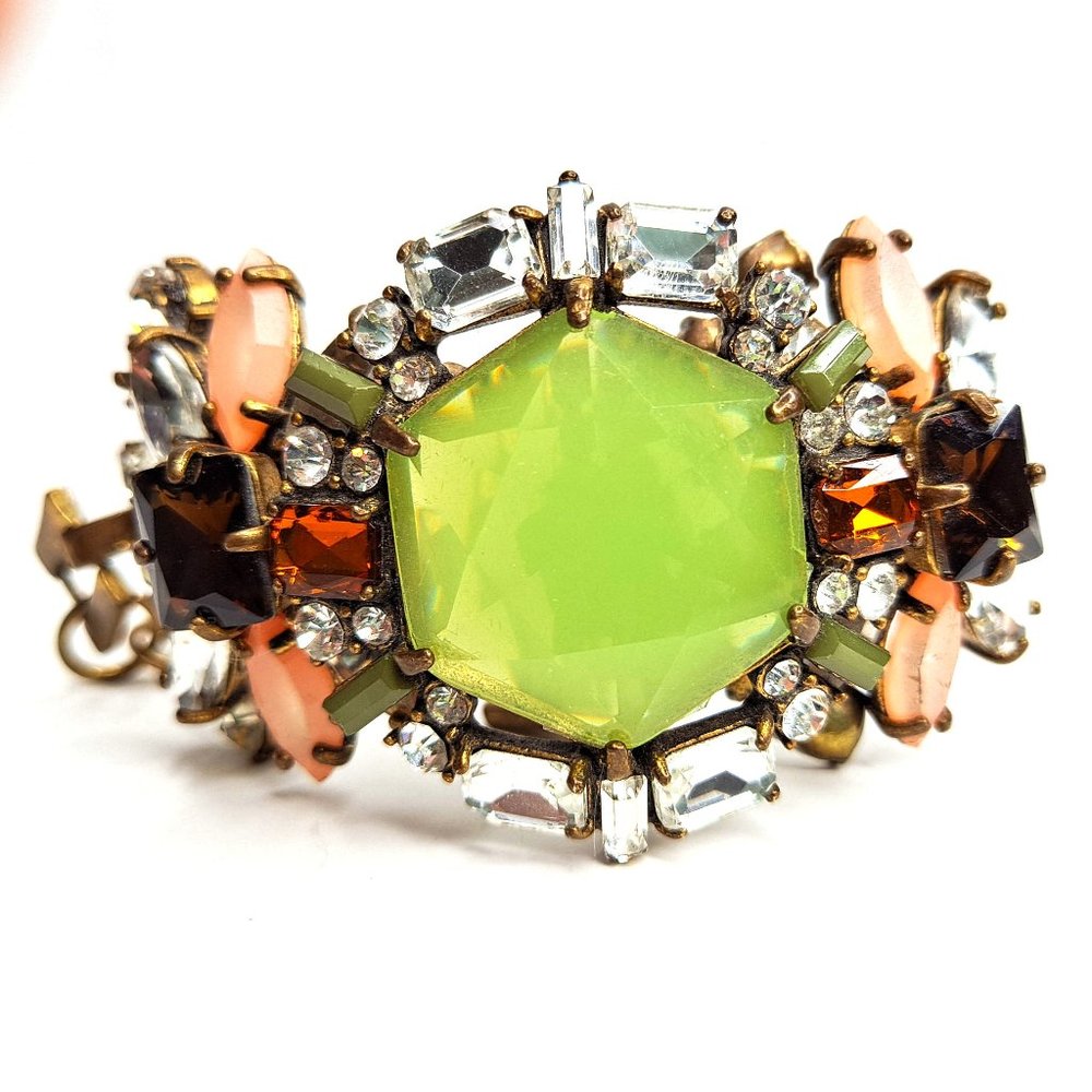 Jewelmint Green Crystal Statement Bracelet 7"